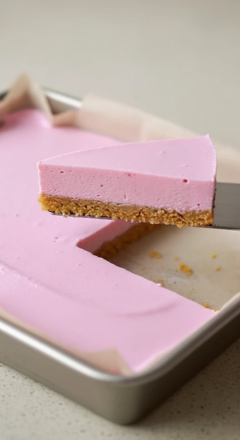 4-ingredient Pink Berry Cool Whip Cheesecake Bars