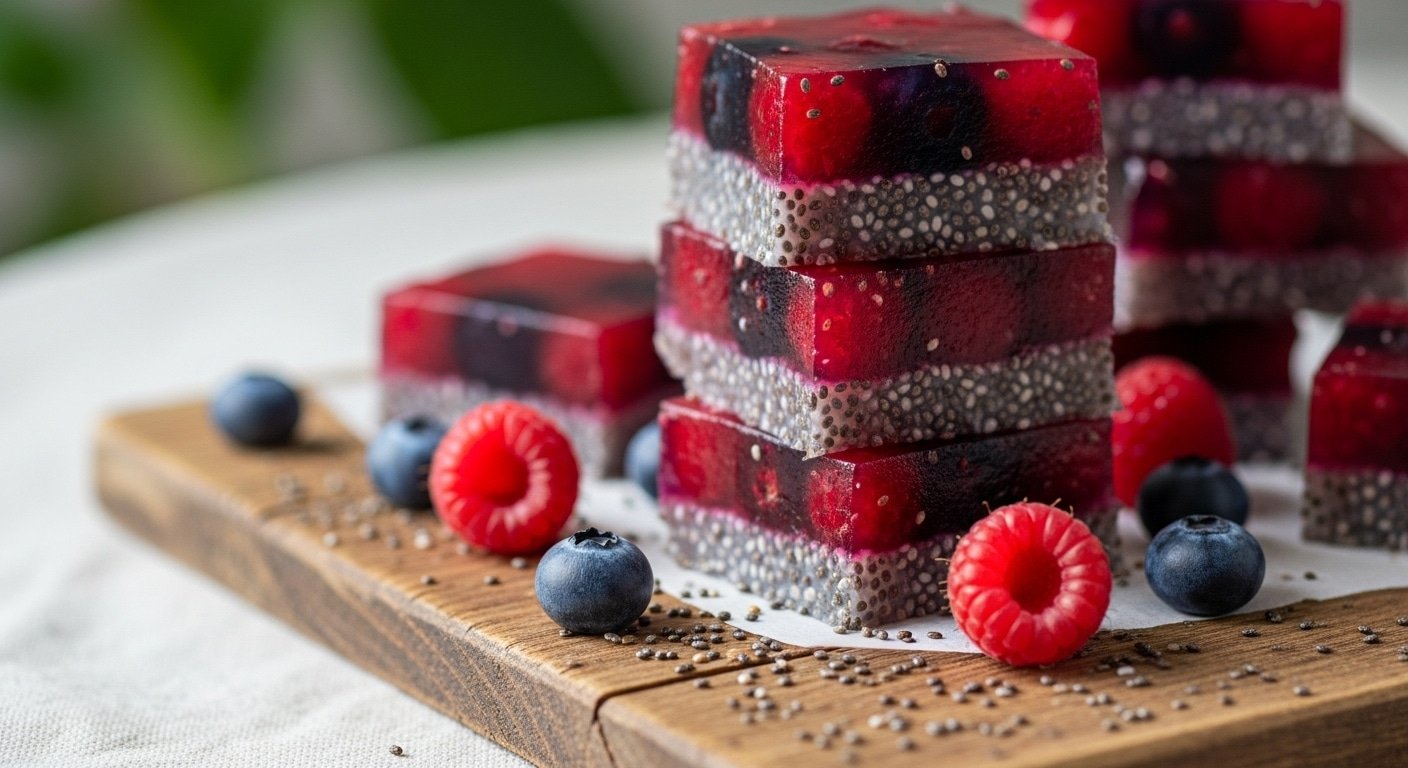 Berry Chia Gelatin Squares