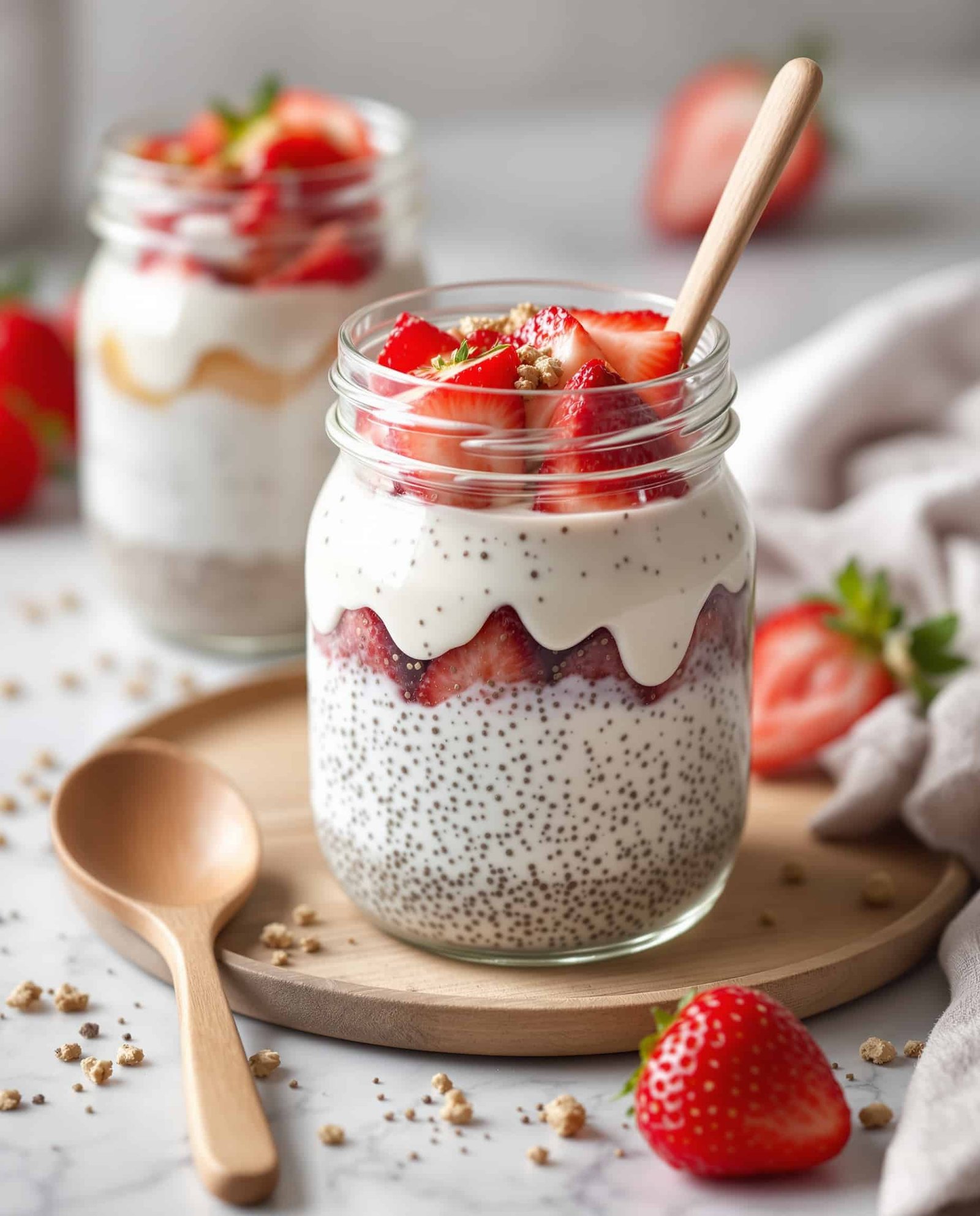Close-up of chia pudding texture