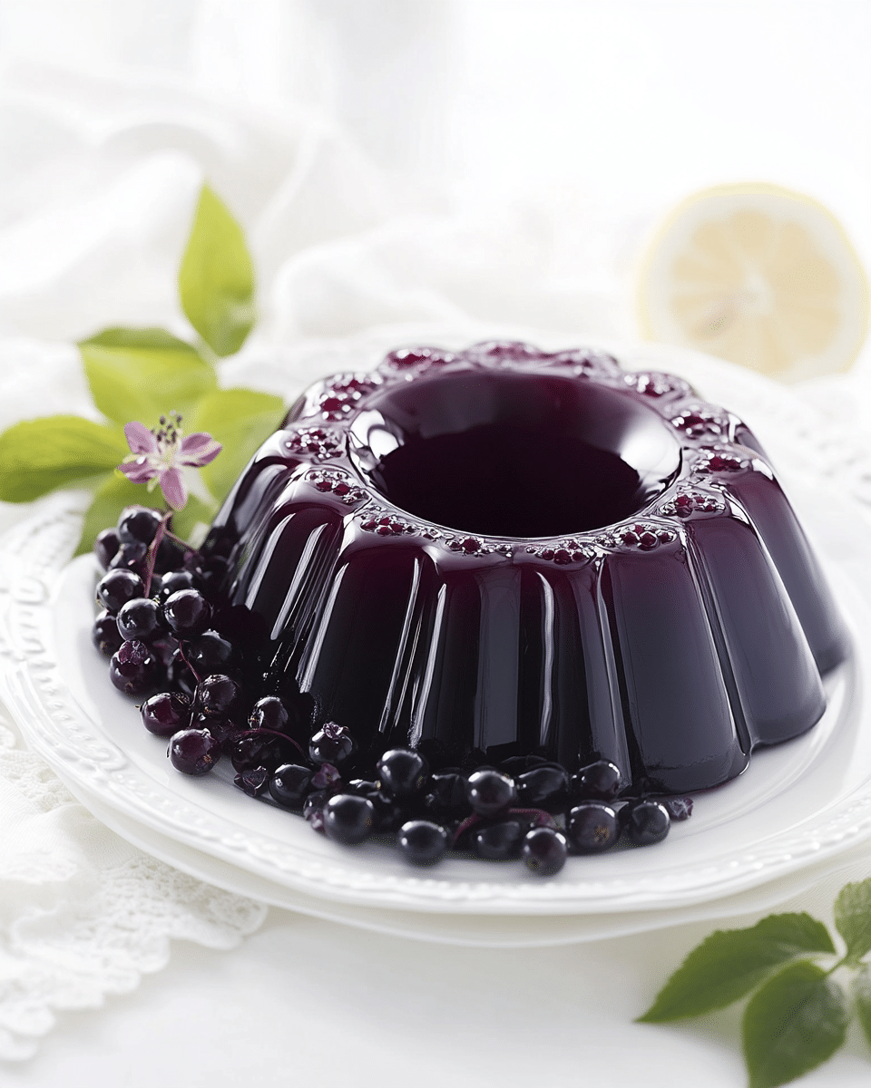Close-up of elderberry jello