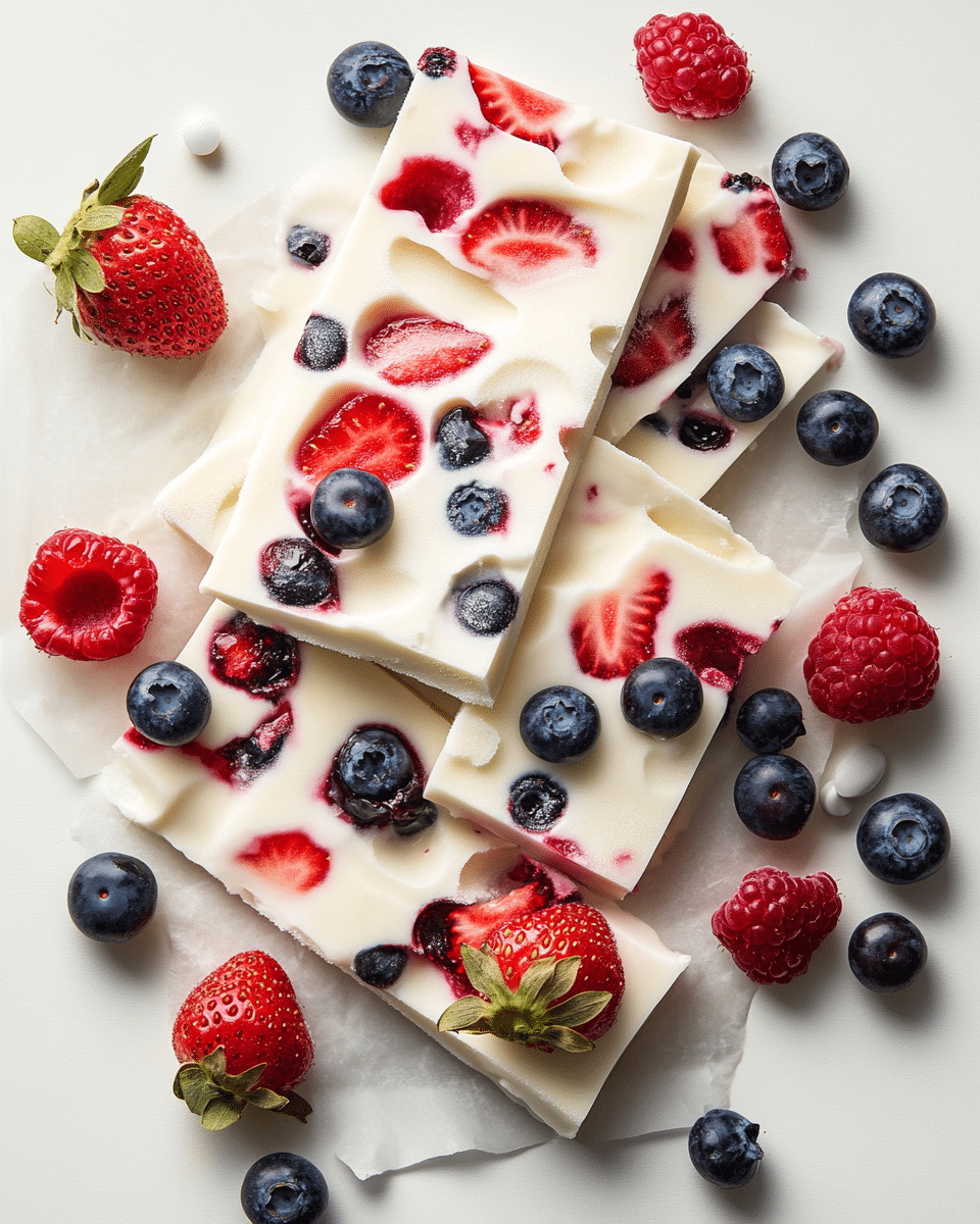 Close-up of frozen yogurt bark texture