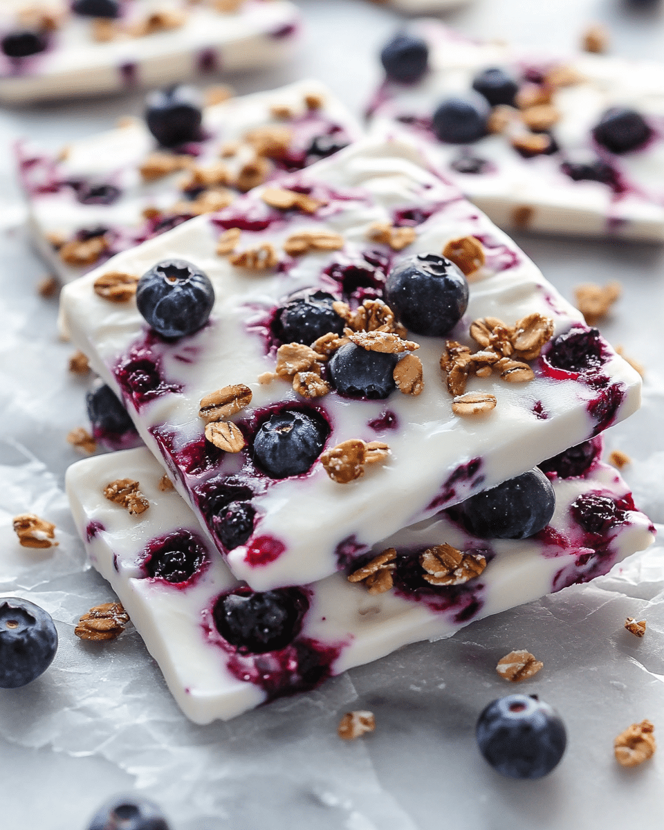 Close-up of frozen yogurt bark