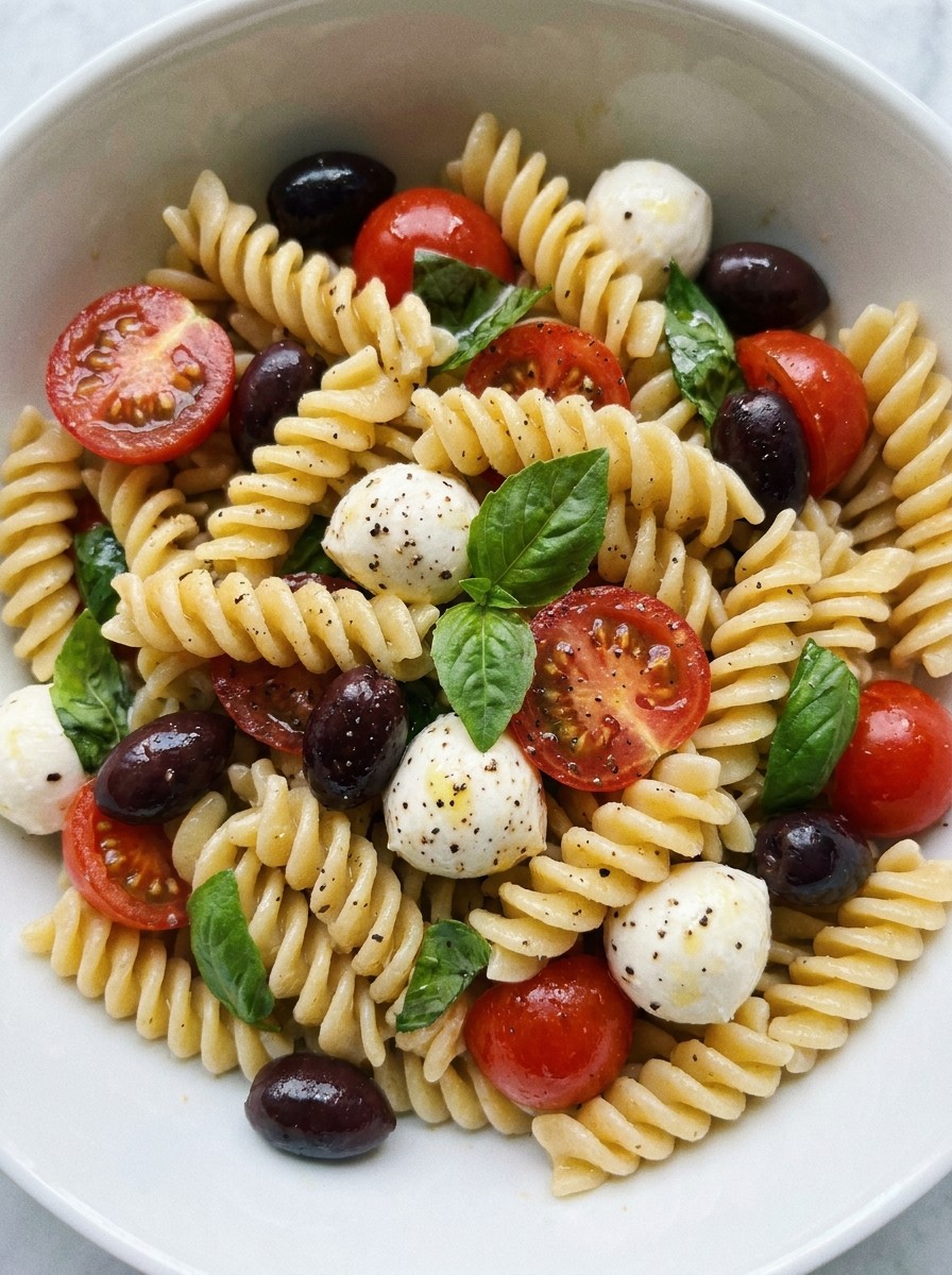 Italian Pasta Salad with Mozzarella and Olives