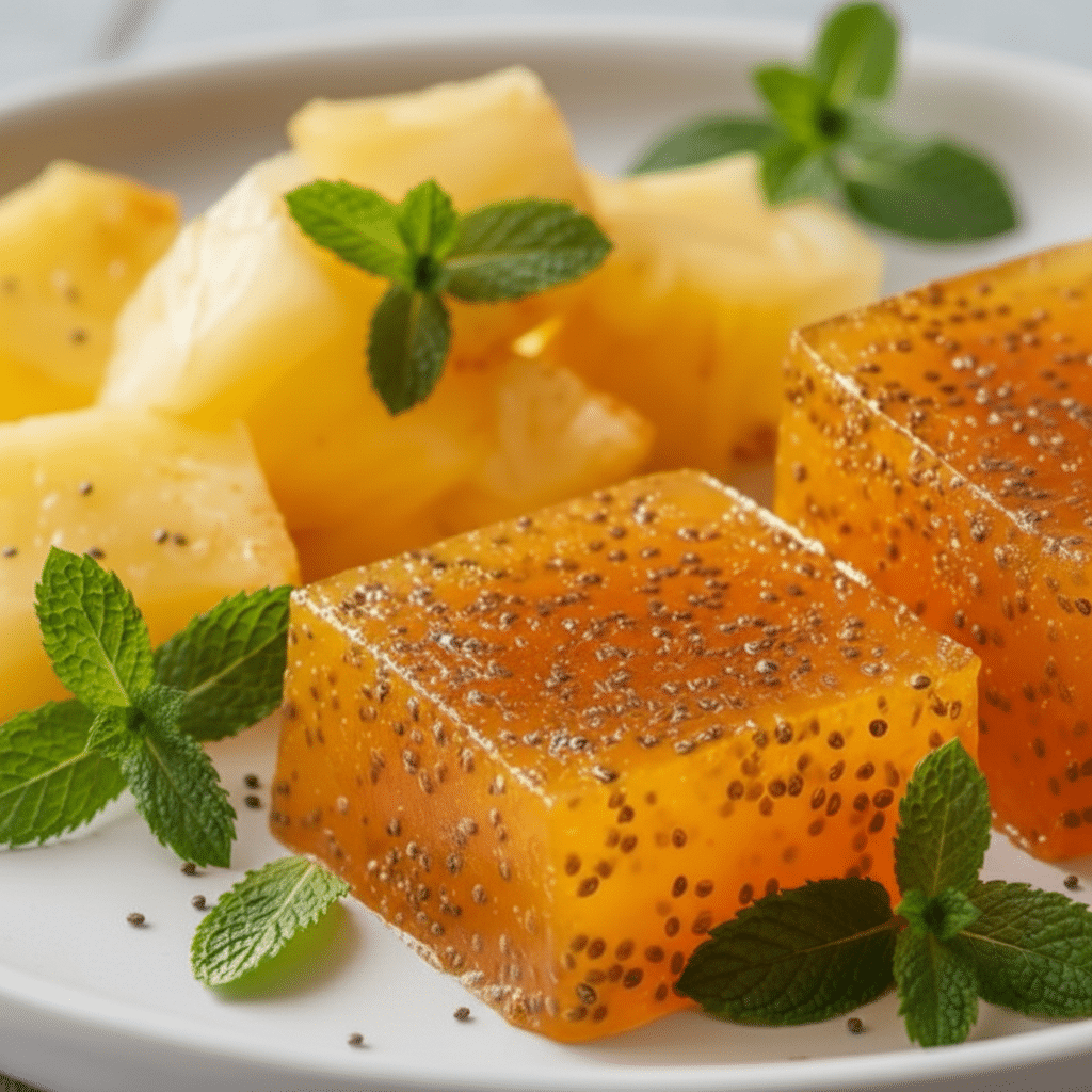 Pineapple Turmeric Chia Gelatin Bites