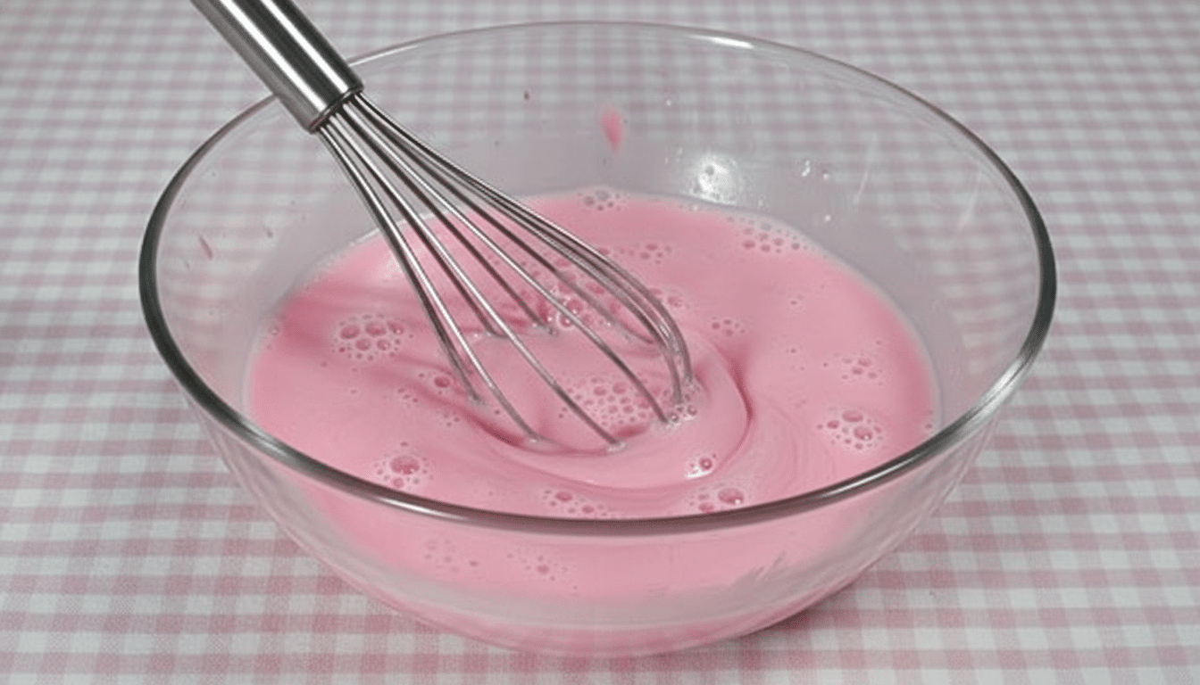 Pink Gelatin Recipe Cooking Close-Up pink gelatin recipe cooking ingredients close-up