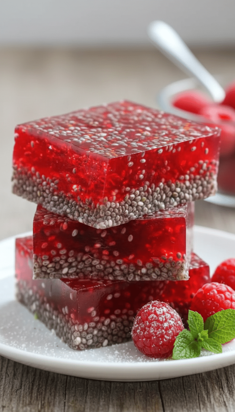 Raspberry Chia Seed Jello Squares