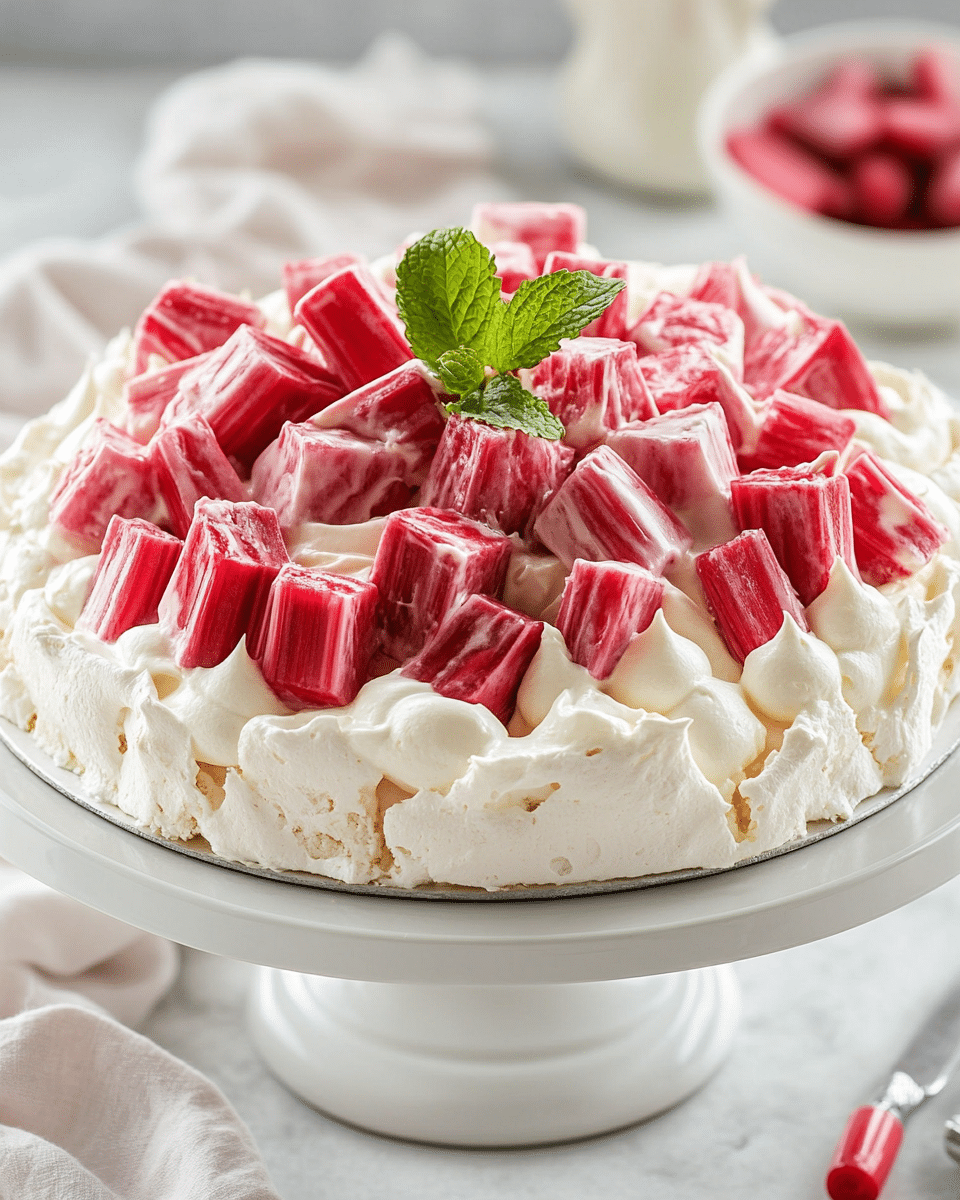 Rhubarb Custard Pavlova