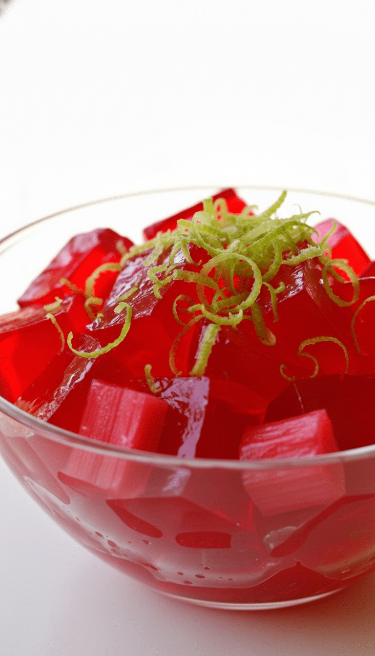 rhubarb gelatin cooking frequently close-up