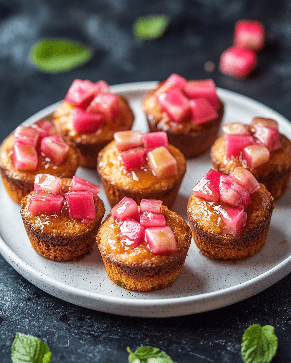 Close up of a Rhubarb Upside Down Muffin