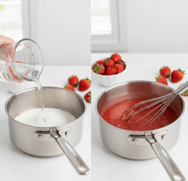Strawberry Pie Recipe With Gelatin Cooking Close-Up strawberry pie recipe with gelatin cooking ingredients close-up