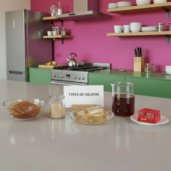 types of gelatin cooking types close-up